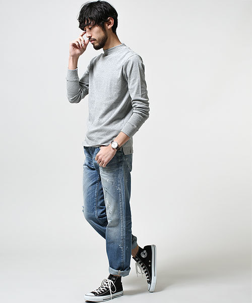 NANO universe（ナノユニバース）の「コットンフライスモックネック（Tシャツ/カットソー・メンズ・ブラック/グレー/ホワイト・SMALL/MEDIUM/LARGE）」の9枚目の写真