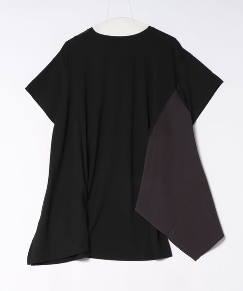 Q（キュー）の「ドッキング切替チュニック（Tシャツ/カットソー・レディース・ブラック/オフホワイト・MEDIUM）」の3枚目の写真