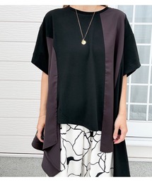 Q | ドッキング切替チュニック(Tシャツ/カットソー)