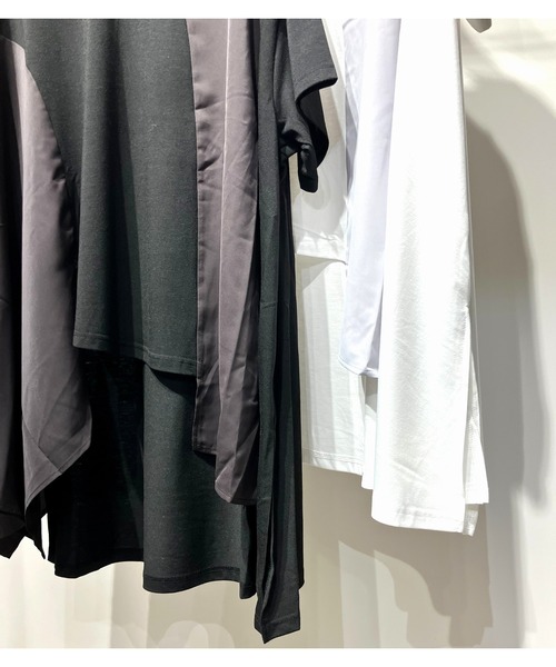Q（キュー）の「ドッキング切替チュニック（Tシャツ/カットソー・レディース・ブラック/オフホワイト・MEDIUM）」の7枚目の写真