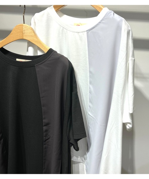 Q（キュー）の「ドッキング切替チュニック（Tシャツ/カットソー・レディース・ブラック/オフホワイト・MEDIUM）」の9枚目の写真