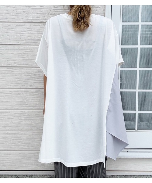 Q（キュー）の「ドッキング切替チュニック（Tシャツ/カットソー・レディース・ブラック/オフホワイト・MEDIUM）」の14枚目の写真