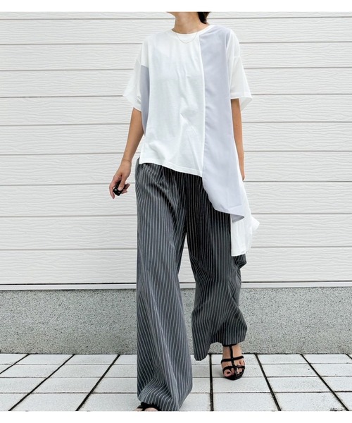 Q（キュー）の「ドッキング切替チュニック（Tシャツ/カットソー・レディース・ブラック/オフホワイト・MEDIUM）」の22枚目の写真