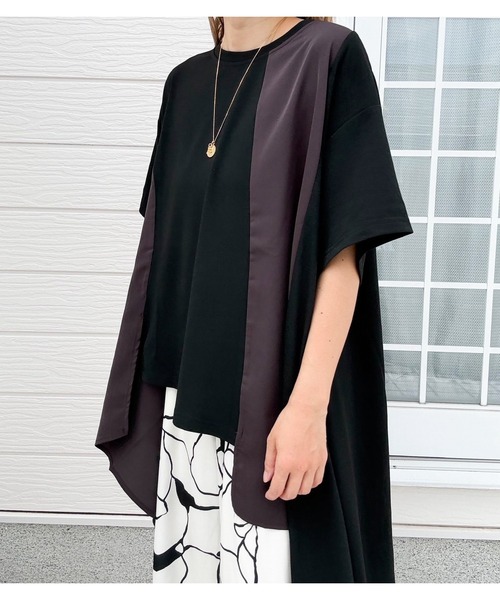Q（キュー）の「ドッキング切替チュニック（Tシャツ/カットソー・レディース・ブラック/オフホワイト・MEDIUM）」の16枚目の写真
