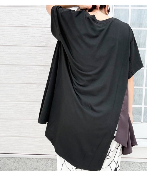 Q（キュー）の「ドッキング切替チュニック（Tシャツ/カットソー・レディース・ブラック/オフホワイト・MEDIUM）」の18枚目の写真