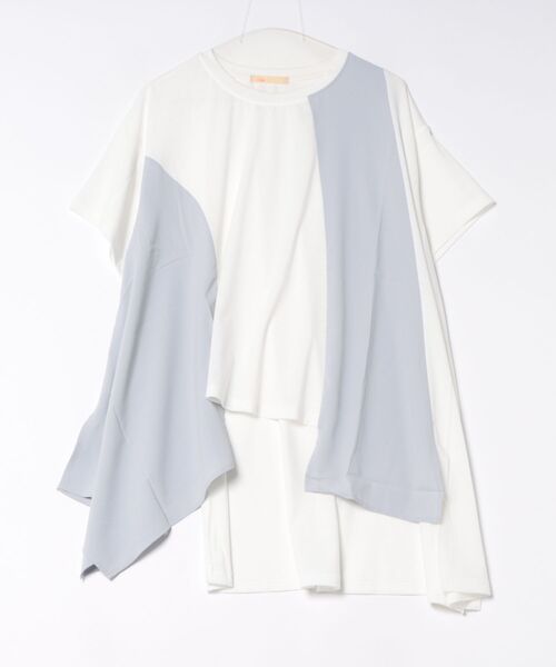 Q（キュー）の「ドッキング切替チュニック（Tシャツ/カットソー・レディース・ブラック/オフホワイト・MEDIUM）」の4枚目の写真