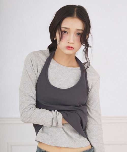 FCMM（エフシーエムエム）の「HALTER NECK ENSEMBLE / ホルターネックアンサンブル（アンサンブル・レディース・チャコールグレー/ネイビー・SMALL/MEDIUM）」の6枚目の写真