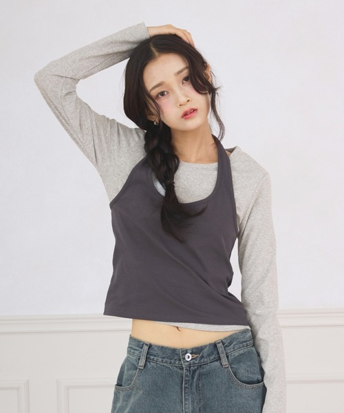 FCMM（エフシーエムエム）の「HALTER NECK ENSEMBLE / ホルターネックアンサンブル（アンサンブル・レディース・チャコールグレー/ネイビー・SMALL/MEDIUM）」の5枚目の写真