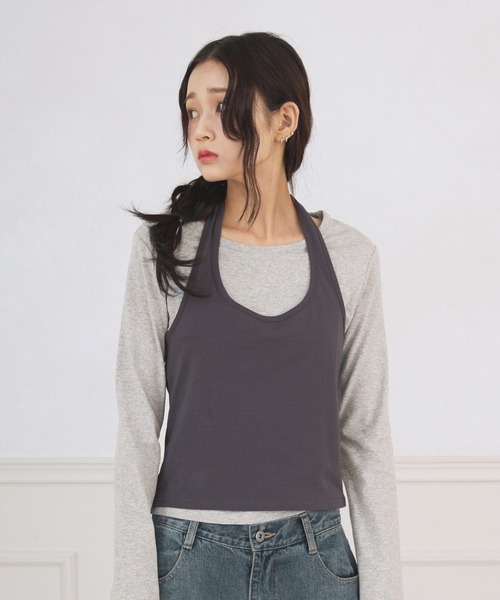 FCMM（エフシーエムエム）の「HALTER NECK ENSEMBLE / ホルターネックアンサンブル（アンサンブル・レディース・チャコールグレー/ネイビー・SMALL/MEDIUM）」の4枚目の写真