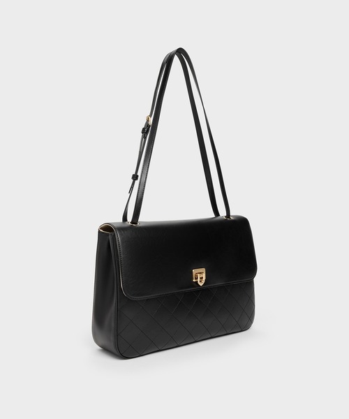 CHARLES & KEITH(チャールズ & キース)の「Connie コニー キルテッド ショルダーバッグ(ショルダーバッグ・レディース・ブラック・L)」の2枚目の写真