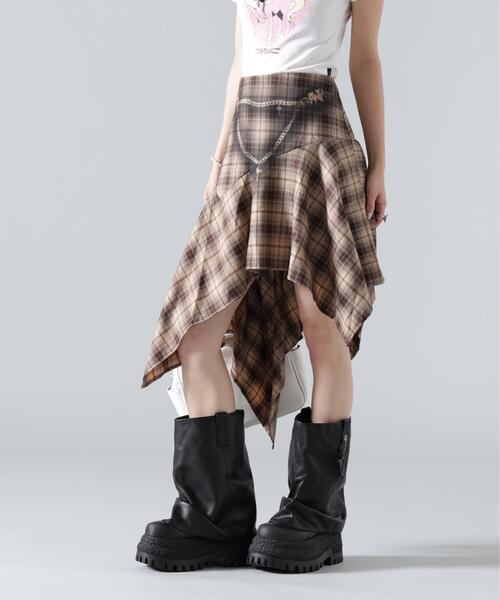 L.H.P(エルエイチピー)の「MAVYTH/メヴィス/TROMPEIL CHECK SKIRT(スカート・レディース・ブラック/ベージュ・S/M)」の1枚目の写真