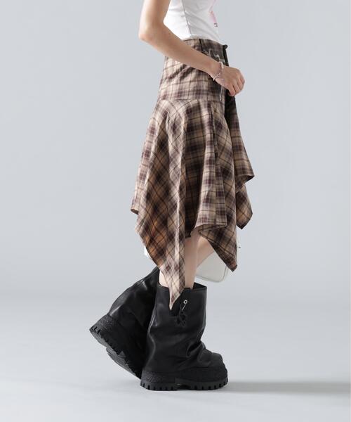 L.H.P(エルエイチピー)の「MAVYTH/メヴィス/TROMPEIL CHECK SKIRT(スカート・レディース・ブラック/ベージュ・S/M)」の5枚目の写真