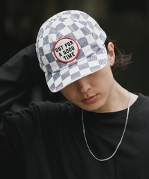 BRIXTON | BRIXTON/ブリクストン OUT FOR A GOOD TIME LP ADJ - NAVY GINGHAM 帽子 キャップ 浅め フロントロゴ チェック チェッカー柄 カーブバイザー メンズ レディース 2026年 夏 夏服(キャップ)