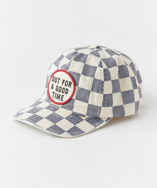 BRIXTON（ブリクストン）の「BRIXTON/ブリクストン OUT FOR A GOOD TIME LP ADJ - NAVY GINGHAM 帽子 キャップ 浅め フロントロゴ チェック チェッカー柄 カーブバイザー メンズ レディース 2026年 夏 夏服（キャップ・メンズ・ネイビー・ONE SIZE）」の2枚目の写真