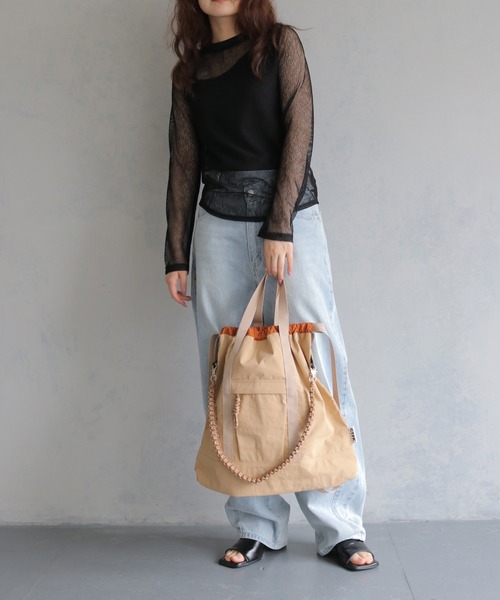 cheriella(シェリエラ)の「【cheriella】CONTROL FREAK / CTFK(コントロールフリーク)/撥水ナイロンコードチェーン3WAYトートバッグ NYLON CORD CHAIN 3WAY TOTE BAG(ショルダーバッグ・レディース・ブラック/ベージュ・FREE)」の9枚目の写真