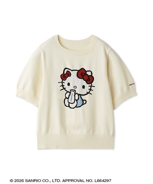 sanrio house(サンリオハウス)の「【ONLINE限定カラーあり】MILKデザインクルーネック半袖ジャガードニットトップス(ニット/セーター・レディース・アイボリー/ピンク/グレー・F)」の2枚目の写真