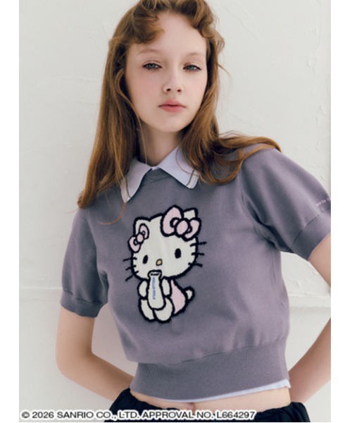 sanrio house(サンリオハウス)の「【ONLINE限定カラーあり】MILKデザインクルーネック半袖ジャガードニットトップス(ニット/セーター・レディース・アイボリー/ピンク/グレー・F)」の3枚目の写真