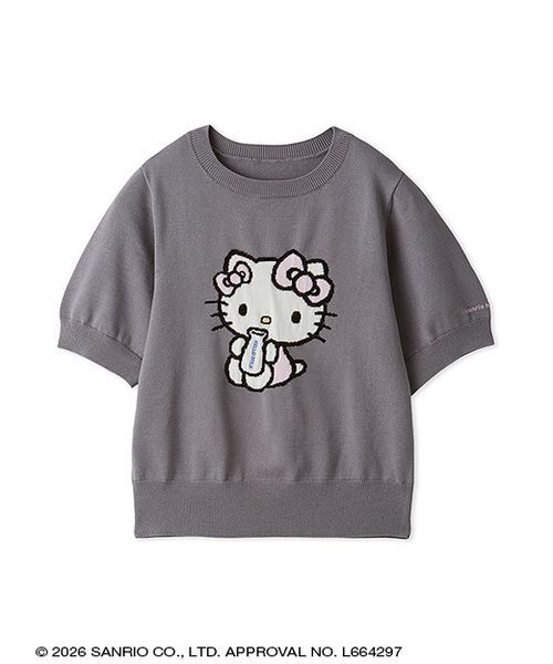 sanrio house(サンリオハウス)の「【ONLINE限定カラーあり】MILKデザインクルーネック半袖ジャガードニットトップス(ニット/セーター・レディース・アイボリー/ピンク/グレー・F)」の5枚目の写真
