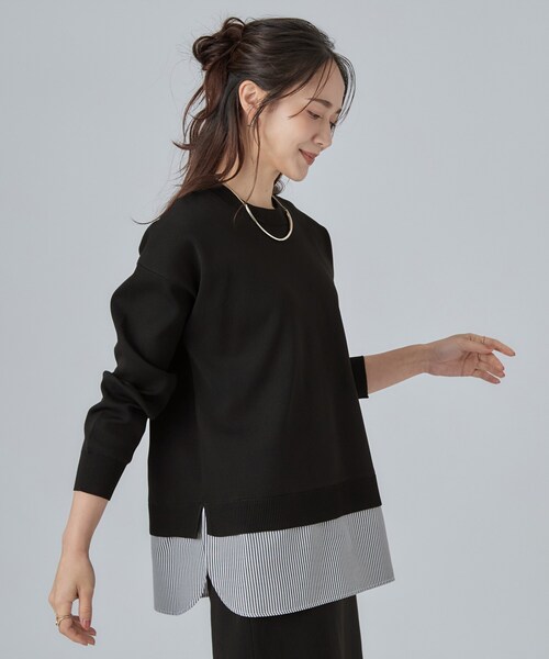 SHOO・LA・RUE(シューラルー)の「【S-LL】着るだけできまる シャツレイヤード風 スポンディッシュニット(ニット/セーター・レディース・ブラック/チャコールグレー/ダークブラウン/ボルドー/ブルー系その他/ピンク系その他2・02/03/01/04)」の8枚目の写真