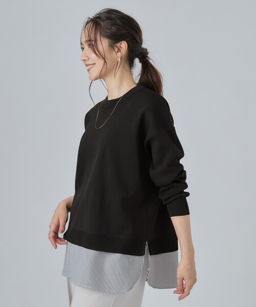 SHOO・LA・RUE(シューラルー)の「【S-LL】着るだけできまる シャツレイヤード風 スポンディッシュニット(ニット/セーター・レディース・ブラック/チャコールグレー/ダークブラウン/ボルドー/ブルー系その他/ピンク系その他2・02/03/01/04)」の10枚目の写真
