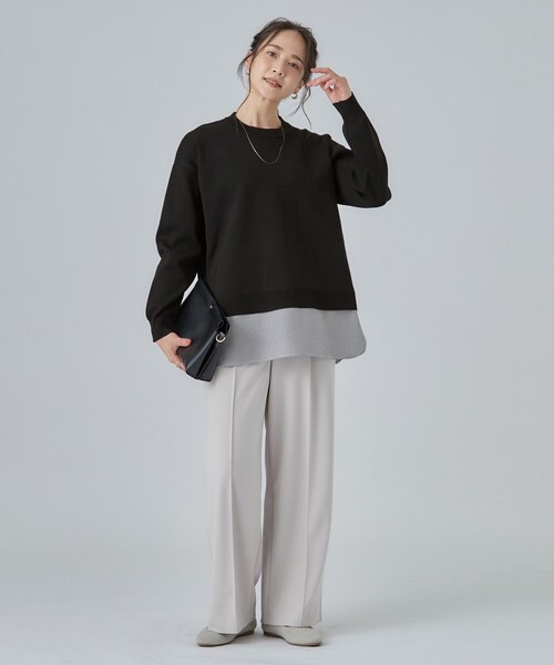 SHOO・LA・RUE(シューラルー)の「【S-LL】着るだけできまる シャツレイヤード風 スポンディッシュニット(ニット/セーター・レディース・ブラック/チャコールグレー/ダークブラウン/ボルドー/ブルー系その他/ピンク系その他2・02/03/01/04)」の12枚目の写真