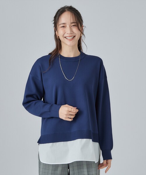 SHOO・LA・RUE(シューラルー)の「【S-LL】着るだけできまる シャツレイヤード風 スポンディッシュニット(ニット/セーター・レディース・ブラック/チャコールグレー/ダークブラウン/ボルドー/ブルー系その他/ピンク系その他2・02/03/01/04)」の22枚目の写真