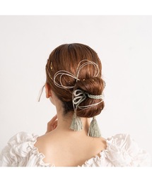 CHACO （FLOWER ACCESSORY）（チャコ）の「成人式・卒業式・和装　タッセル付き組紐と水引と金箔のセット（その他ヘアアクセサリー）」