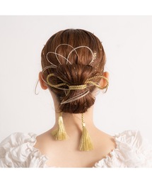 CHACO （FLOWER ACCESSORY）（チャコ）の「成人式・卒業式・和装　タッセル付き組紐と水引と金箔のセット（その他ヘアアクセサリー）」