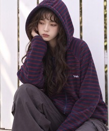 MAHAGRID（マハグリッド）の「『mahagrid/マハグリット』STRIPE HOODED FLEECE ZIP UP/ボーダーフリースパーカー（パーカー）」