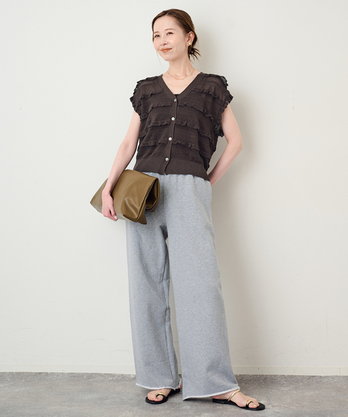 SLOBE IENA（スローブイエナ）の「crinkle crinkle crinkle SLOBE別注 フリルニットベスト（ニット/セーター・レディース・ブラウン/ホワイト・FREE）」の12枚目の写真