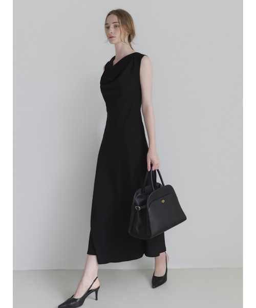 celon(セロン)の「elegant drape maxi dress(ドレス・レディース・ブラック・FREE)」の1枚目の写真