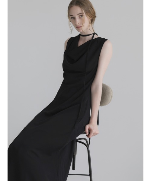 celon(セロン)の「elegant drape maxi dress(ドレス・レディース・ブラック・FREE)」の6枚目の写真