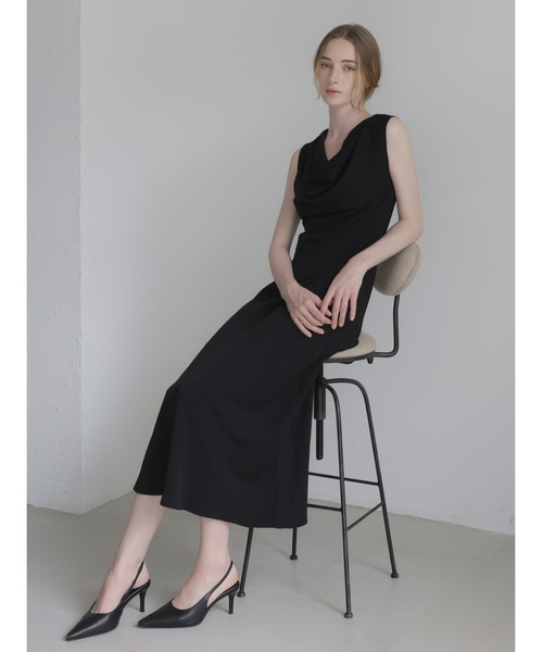 celon(セロン)の「elegant drape maxi dress(ドレス・レディース・ブラック・FREE)」の9枚目の写真