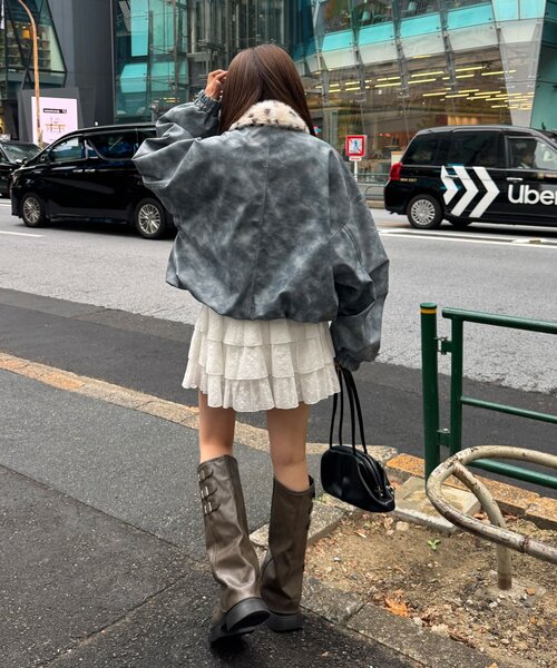 CIAOPANIC(チャオパニック)の「【エルフ×CIAOPANIC】#盛れ確フェイクレザージャケット(ブルゾン・レディース・サックスブルー・FREE)」の6枚目の写真