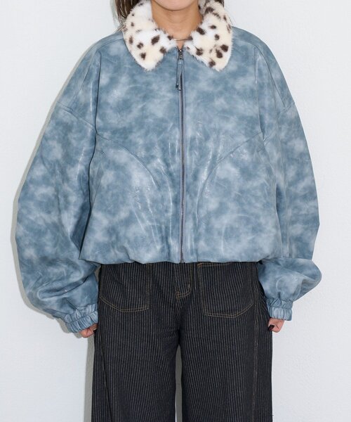 CIAOPANIC(チャオパニック)の「【エルフ×CIAOPANIC】#盛れ確フェイクレザージャケット(ブルゾン・レディース・サックスブルー・FREE)」の8枚目の写真