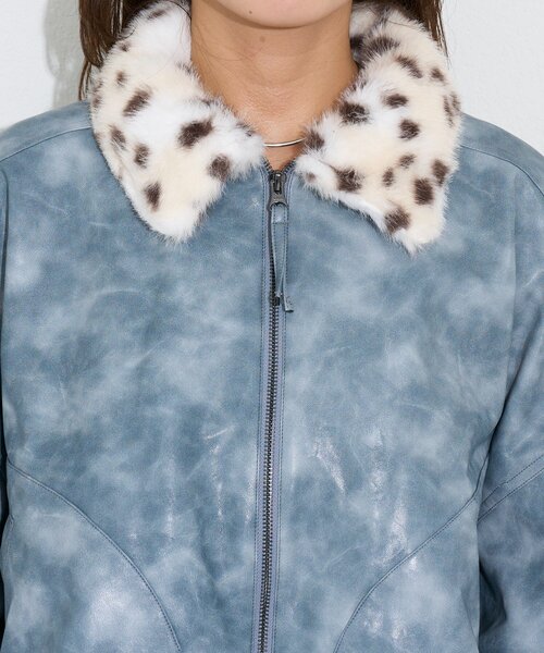 CIAOPANIC(チャオパニック)の「【エルフ×CIAOPANIC】#盛れ確フェイクレザージャケット(ブルゾン・レディース・サックスブルー・FREE)」の11枚目の写真
