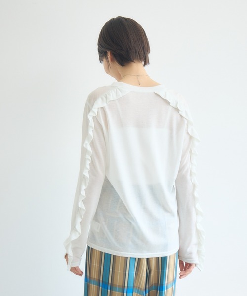 KATHARINE ROSS（キャサリンロス）の「シアーフリルリブプルオーバー（Tシャツ/カットソー・レディース・ブラック/オフホワイト・FREE）」の19枚目の写真