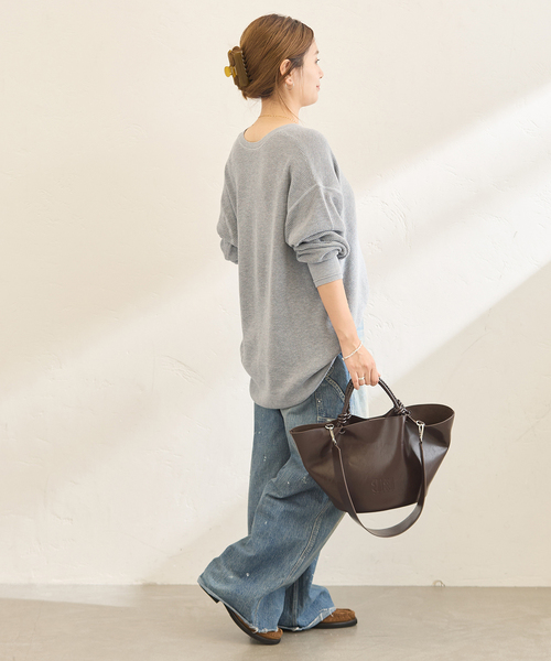 JOURNAL STANDARD(ジャーナルスタンダード)の「サーマルライク2WAYヘンリープルオーバー(ニット/セーター・レディース・ホワイト/グレー/ブルー・FREE)」の7枚目の写真