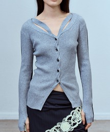 WAVY FRONT CUTOUT RIB CARDIGAN / ウェイビーフロントカットアウトリブカーディガン