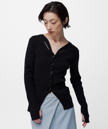 WAVY FRONT CUTOUT RIB CARDIGAN / ウェイビーフロントカットアウトリブカーディガン