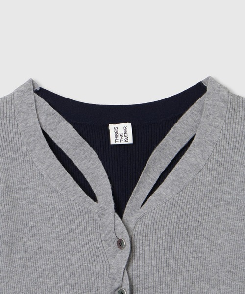 THINGS THAT MATTER(シングス ザット マター)の「WAVY FRONT CUTOUT RIB CARDIGAN / ウェイビーフロントカットアウトリブカーディガン(カーディガン/ボレロ・レディース・ブラック/グレー/サックスブルー・FREE)」の22枚目の写真