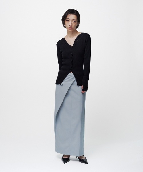 THINGS THAT MATTER(シングス ザット マター)の「WAVY FRONT CUTOUT RIB CARDIGAN / ウェイビーフロントカットアウトリブカーディガン(カーディガン/ボレロ・レディース・ブラック/グレー/サックスブルー・FREE)」の15枚目の写真