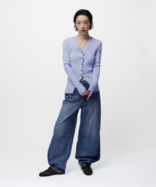 THINGS THAT MATTER(シングス ザット マター)の「WAVY FRONT CUTOUT RIB CARDIGAN / ウェイビーフロントカットアウトリブカーディガン(カーディガン/ボレロ・レディース・ブラック/グレー/サックスブルー・FREE)」の19枚目の写真