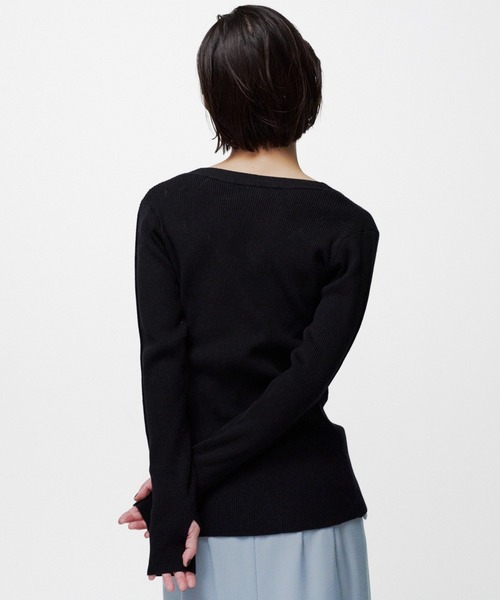 THINGS THAT MATTER(シングス ザット マター)の「WAVY FRONT CUTOUT RIB CARDIGAN / ウェイビーフロントカットアウトリブカーディガン(カーディガン/ボレロ・レディース・ブラック/グレー/サックスブルー・FREE)」の14枚目の写真