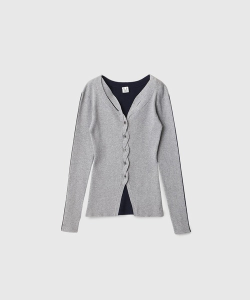 THINGS THAT MATTER(シングス ザット マター)の「WAVY FRONT CUTOUT RIB CARDIGAN / ウェイビーフロントカットアウトリブカーディガン(カーディガン/ボレロ・レディース・ブラック/グレー/サックスブルー・FREE)」の20枚目の写真