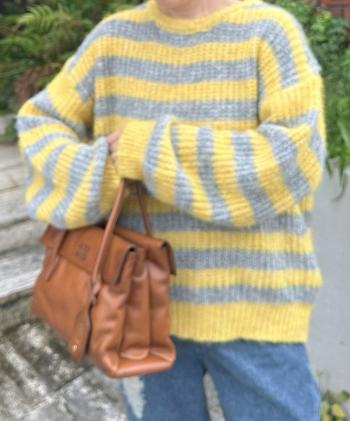 Alley Tokyo(アリートーキョー)の「ゆるビッグボーダーニット(ニット/セーター・レディース・イエロー/ピンク/ブルー/オフホワイト・FREE)」の19枚目の写真