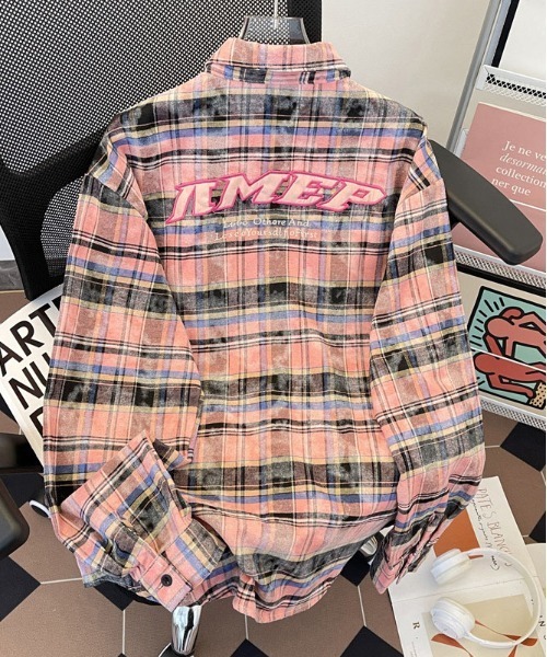 DOUBLE STEAL(ダブルスティール)の「DS刺繍ポケットチェックシャツ(シャツ/ブラウス・メンズ・ピンク・X-LARGE/LARGE/MEDIUM)」の2枚目の写真