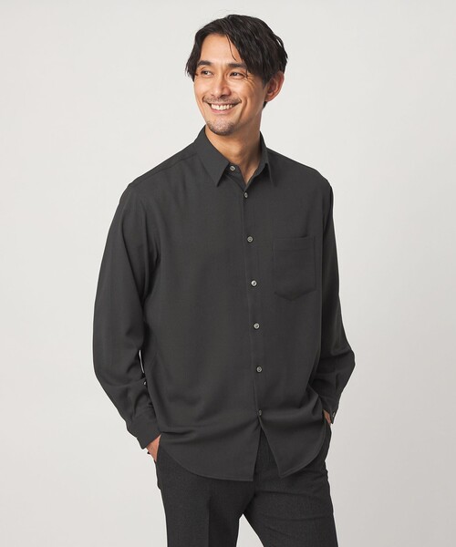 green label relaxing（グリーンレーベルリラクシング）の「【WEB限定】JUST fit ウールライク リラックス 長袖 シャツ（シャツ/ブラウス・メンズ・ブラック/ダークグリーン・XL/M/L/S）」の3枚目の写真