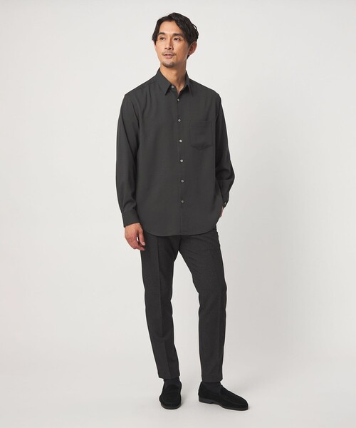 green label relaxing（グリーンレーベルリラクシング）の「【WEB限定】JUST fit ウールライク リラックス 長袖 シャツ（シャツ/ブラウス・メンズ・ブラック/ダークグリーン・XL/M/L/S）」の4枚目の写真