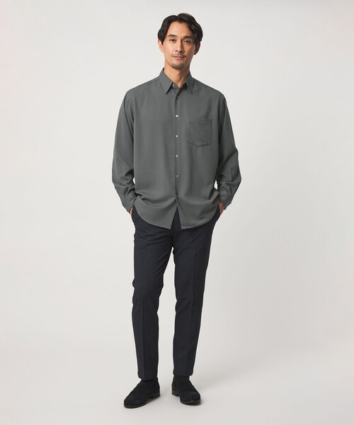green label relaxing（グリーンレーベルリラクシング）の「【WEB限定】JUST fit ウールライク リラックス 長袖 シャツ（シャツ/ブラウス・メンズ・ブラック/ダークグリーン・XL/M/L/S）」の6枚目の写真